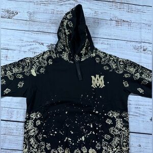 Amiri Bandana Bleached Hoodie Black Size L